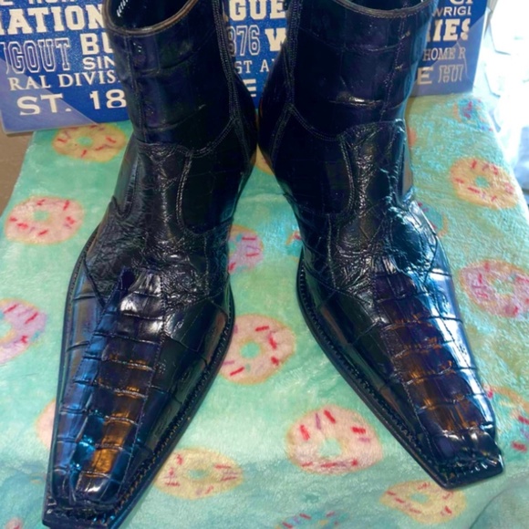 Mauri Black Dress Boots #44167 SZ10 with Black Gator Belt SZ42